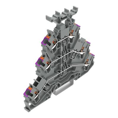 WAGO 2202-3238 Doorgangsklem 3-etages Cage Clamp-aansluiting Grijs 50 stuk(s)