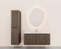 Onderkast Wiesbaden Sulora 120x48 cm Afgeronde Hoeken Geribbeld Met 1 Lade 1 Uitsparing Bruin Eiken - thumbnail