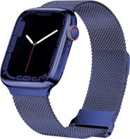 Milanese band - Donkerblauw - Extra sterke magneet - Geschikt voor Apple Watch 44mm / 45mm / 46mm / 49mm - thumbnail