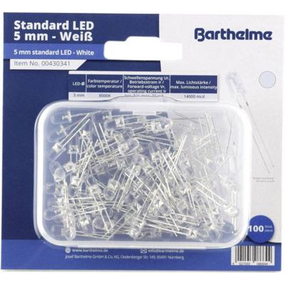 Barthelme LED-assortiment Koud-wit Rond 5 mm 14000 mcd 35 ° 20 mA 3 V