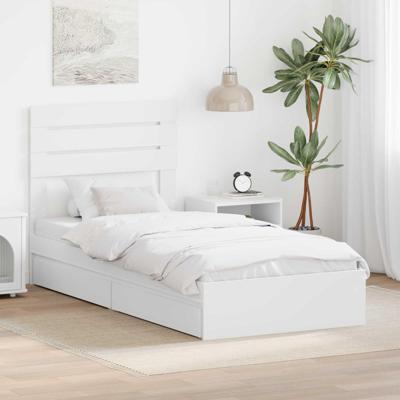 Bedframe met lade met hoofdeinde Wit 90 x 190 cm Bewerkt hout