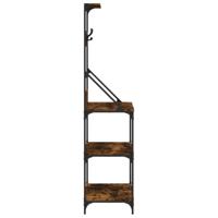 Bakkersrek met haken 4-laags bewerkt hout gerookt eikenkleurig - thumbnail