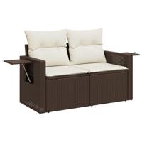 8-delige Loungeset met kussens poly rattan bruin - thumbnail