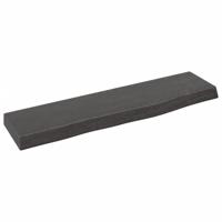 Wandschap 40x10x2 cm behandeld massief eikenhout donkerbruin - thumbnail
