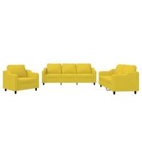 3-delige Loungeset met kussens stof lichtgeel - thumbnail
