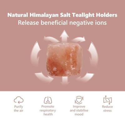 VidaXL Zoutsteen theelichthouders roze steenzout