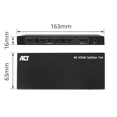 ACT 4K HDMI splitter. 1 in 4 out. EDID ondersteuning
