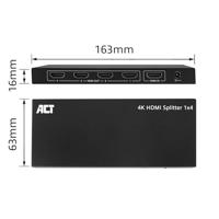 ACT 4K HDMI splitter. 1 in 4 out. EDID ondersteuning - thumbnail
