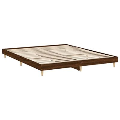 Bedframe zonder matras bewerkt hout bruin eikenkleur 120x200 cm Bedframe zonder matras bewerkt hout bruin eikenkleur 120x200 cm