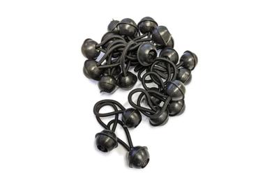 Elastiek met Balletjes kort voor bevestiging PVC zeilen set 25 st. Zwart