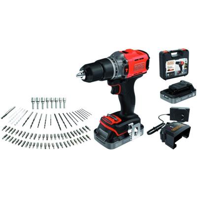 BLACK+DECKER 18V Boorhamer met 2x 18V 2.0Ah accu en 80 accessoires in koffer - BCD383D2XKA-QW