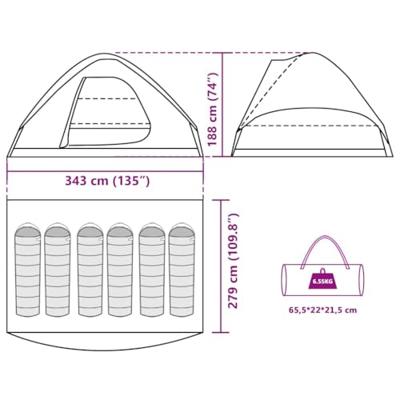 Koepeltent 6-persoons waterdicht bruin Koepeltent 6-persoons waterdicht bruin