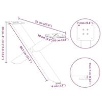 Salontafelpoten 2 st X-vormig 70x(30-31) cm staal zwart - thumbnail