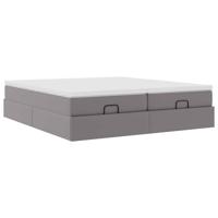 Ottoman bed met matrassen 180x200cm kunstleer grijs - thumbnail