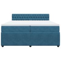 Boxspring met matras fluweel blauw 200x200 cm - thumbnail
