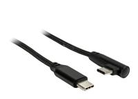Inter-Tech usb-c naar usb-c kabel 90° (zwart, 1 meter) - thumbnail