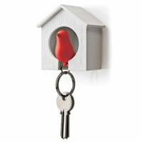 Sparrow Keyring - Wit Huisje En Rode Vogel - thumbnail