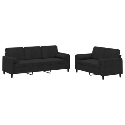 2-delige Loungeset met kussens fluweel zwart