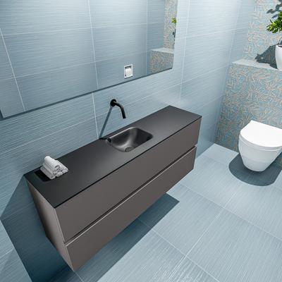 MONDIAZ ADA 120cm toiletmeubel dark grey. LEX wastafel urban midden zonder kraangat