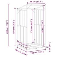 VidaXL Haardhoutrek met regenhoes 100x100x200 cm gegalvaniseerd staal - thumbnail