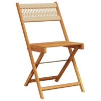 Tuinstoelen 4 st inklapbaar massief acaciahout beige - thumbnail