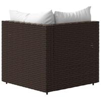 Tuinhoekbank met kussens poly rattan bruin - thumbnail