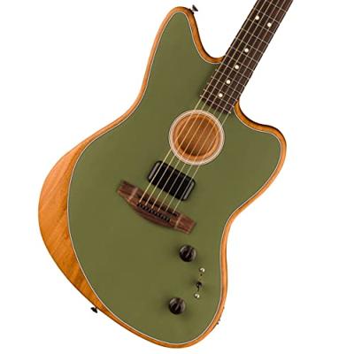Fender Acoustasonic Player Jazzmaster Antique Olive elektrisch-akoestische gitaar met gigbag - thumbnail