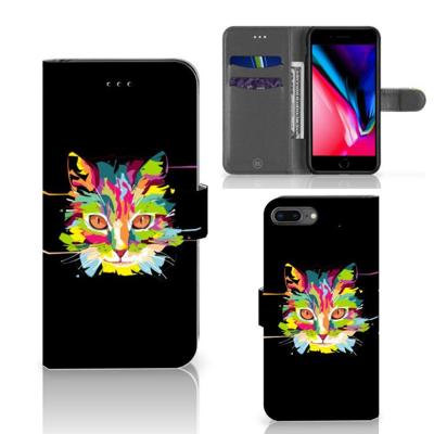 Apple iPhone 7 Plus | 8 Plus Leuk Hoesje Cat Color | Portemonnee hoesje