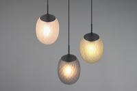 Trio 3-lichts hanglampFacette met geribbeld gekleurd glas - 364230317 - thumbnail