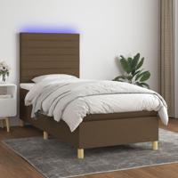 Boxspring met matras en LED stof donkerbruin 80x200 cm - thumbnail