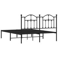 Bedframe met hoofdbord metaal zwart 140x200 cm - thumbnail