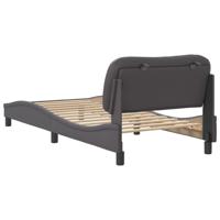 Bedframe met hoofdbord kunstleer grijs 90x190 cm - thumbnail