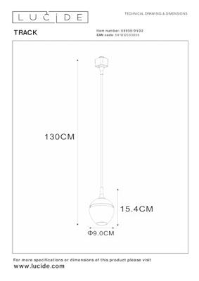 Lucide TRACK PRESTON Hanglamp - 1-fase Railsysteem / Railverlichting - 1xGU10 - Mat Goud / Messing (Uitbreiding)