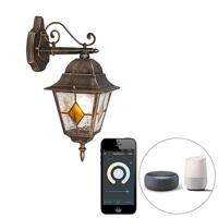 QAZQA Smart vintage buiten wandlantaarn brons incl. Wifi A60 - - thumbnail