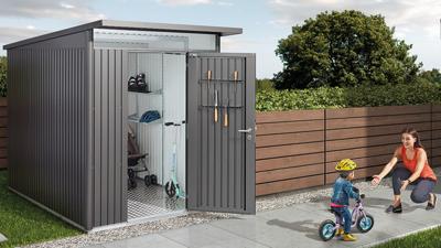 Biohort AvantGarde A3 metalen berging 180x260x218 cm met enkele deur- Lessenaarsdak- Metaal- Biohort