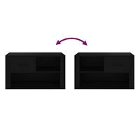 Schoenenkast 80x35x45 cm bewerkt hout zwart - thumbnail