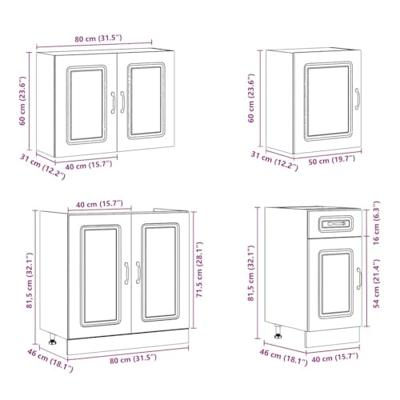 7-delige Keukenkastenset Kalmar bewerkt hout wit