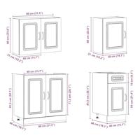 7-delige Keukenkastenset Kalmar bewerkt hout wit - thumbnail