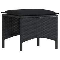 4-delige Tuinset met kussens poly rattan zwart - thumbnail