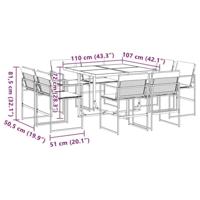 9-delige Tuinset met kussens textileen wit - thumbnail