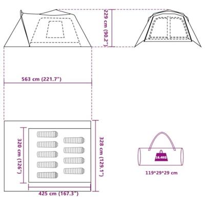 Tent met luifel 9-persoons snelontgrendeling grijs en oranje Tent met luifel 9-persoons snelontgrendeling grijs en oranje