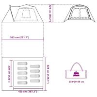 VidaXL Tent met luifel 9-persoons snelontgrendeling grijs en oranje - thumbnail