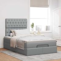 Ottoman bed met matras 120x200cm stof lichtgrijs - thumbnail