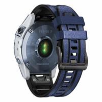 By Qubix - leer + siliconen bandje - Blauw - Compatible met Garmin Tactix 8-51mm - Compatible Garmin bandje - thumbnail