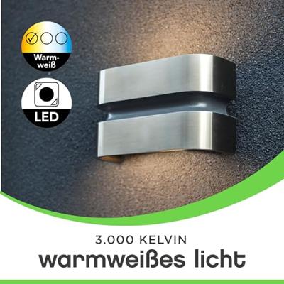 Buitenlamp zilver staal Lutec &apos;Maya&apos; design 3000k led 14,5W 10 cm