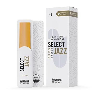 D'Addario Woodwinds ORSF05BSX4S Organic Select Jazz Baritonsaxofoonriet, 4 Soft, 5-pack D'Addario Woodwinds ORSF05BSX4S Organic Select Jazz Baritonsaxofoonriet, 4 Soft, 5-pack