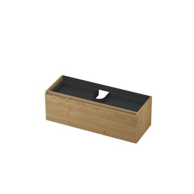 INK - Onderkast 1L met Binnenlade Greeploos Houten Keerlijst Fineer - 1200x450x400 Mm - Natur Fineer