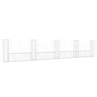 Schanskorf U-vormig met 5 palen 500x20x100 cm ijzer - thumbnail