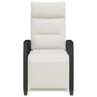 Verstelbare tuinstoel met bijzettafel poly rattan zwart - thumbnail