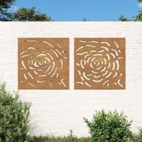 VidaXL Wanddecoratie tuin 2 st rozenontwerp 55x55 cm cortenstaal - thumbnail